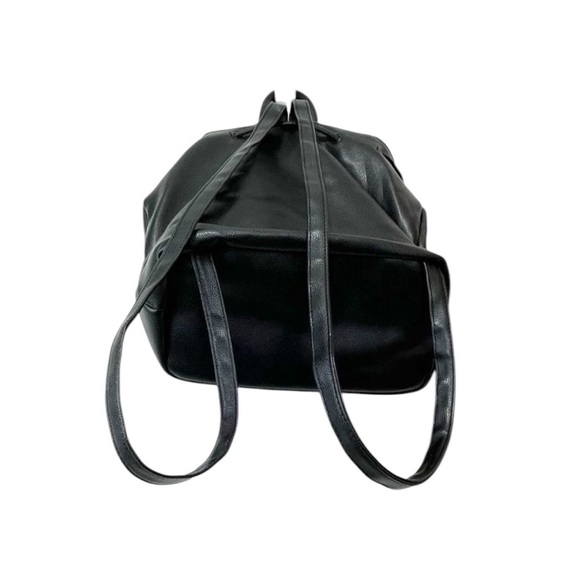 NWOT - Victoria's Secret Black Drawstring Backpack Faux Leather Black - Picture 5 of 12